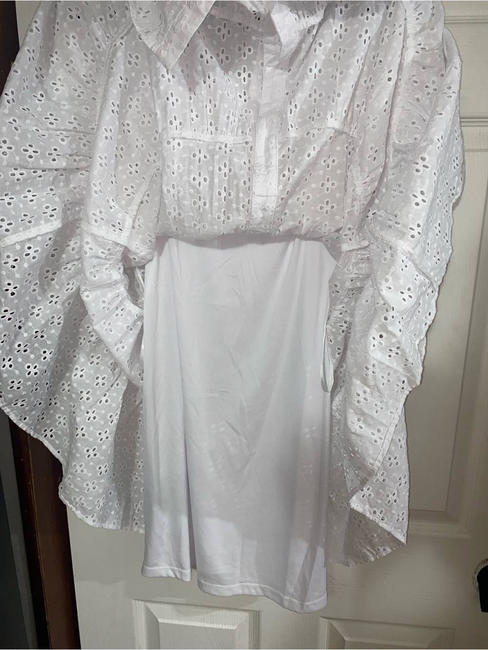 NWT Tommy Hilfiger White Eyelet Tiered Cover Up Slip Dress Boho Cottagecore S-4 - Picture 5 of 7